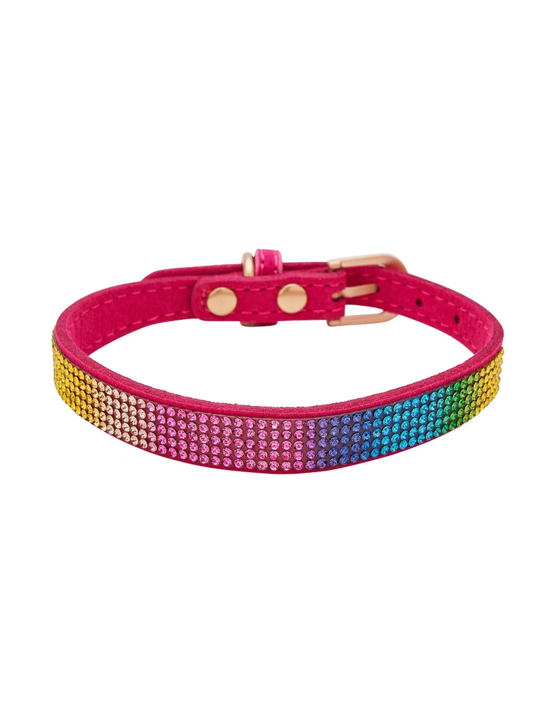 Pooches n' Paws Dog Collar - Rainbow Diamante